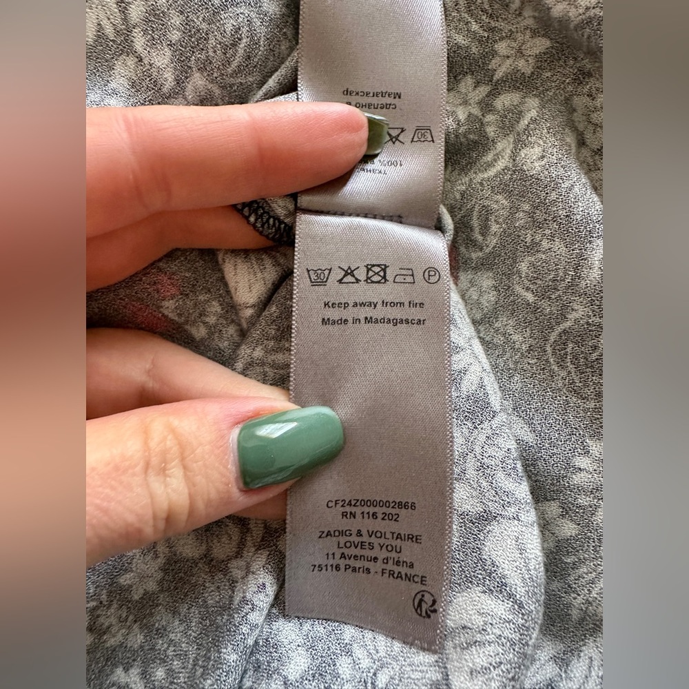 ZADIG & VOLTAIRE Remo Multiflower Robe Courte Half  Sleeve Shirt Dress M - Picture 6 of 6